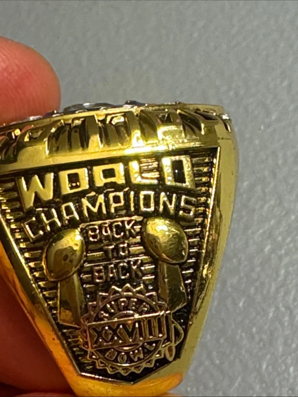 Gold and Navy Men's Championship-Style Ring